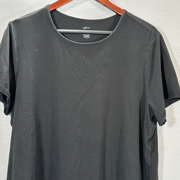 J Jill Fit Shirttail Tee Womens XL Black Pima Cotton Stretch Short Sleeve Top - Picture 2 of 5